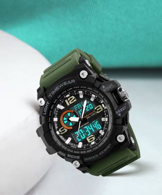 TIMEWEAR 1283GREENTW TIMEWEAR Black Dial Green Silicone Strap