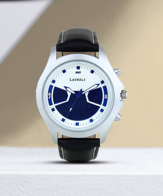 LAURELS BLK Black Leather Strap Multicolor Round Dial Men's & Boy's Analog Watch  - For Girls