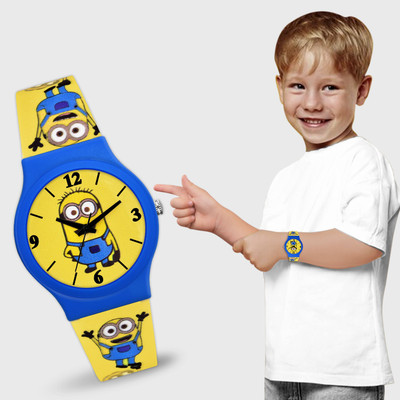 Loretta LT-701 Blue & Yellow Minion Cartoon Dial with Silicone Strap Waterproof Analog Watch  - For Boys