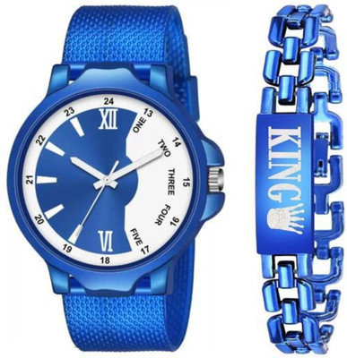 Vtrack Vtrack Double Color Dial Watch With King Bracelet For Men Analog Watch  - For Men