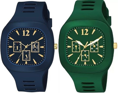 dmash Analog Silicon Strap ADDI Stylish Designer Analog Watch Combo Analog Watch  - For Men