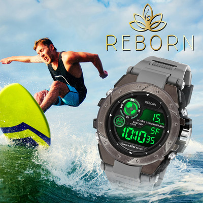 TrackFly 9105 DIGITAL GREY New Attractive Sport look Design Military Green LED Calendar and time and date Digital Watch  - For Men