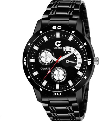 Glazba Chronograph Dial & Black Stainless Steel Chain Strap Analog Watch  - For Men