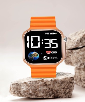 WHMT Smart Digital Led Sports Watch For Men,Women,Girls,Boys,Unisex,Kids TRENDING Design Silicon Orange ULTRA Led Square Digital Watch  - For Men & Women