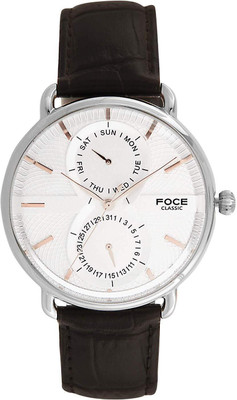 Foce FC11SSL-SILVER FOCE Multifunction White Dial Leather Strap Analog Watch  - For Men