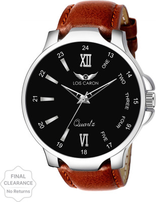LOIS CARON LCS-4239 Black Dial & Brown Strap for Boys Analog Watch  - For Men