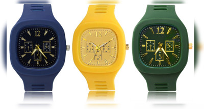 FEMIO New Analogue Superb Best Quality Silicon rubber belt watch for men (Pack of 3) Analog Watch  - For Men