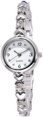 TOOVUS Women’s Silver Quartz Watch with Crystal & Heart Bracelet – Stylish Analog Women’s Silver Quartz Watch with Crystal & Heart Bracelet – Stylish Analog Analog Watch  - For Girls