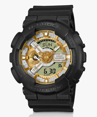 CASIO GA-110CD-1A9DR G-SHOCK Gold Dial Black Resin Strap Analog-Digital Watch  - For Men