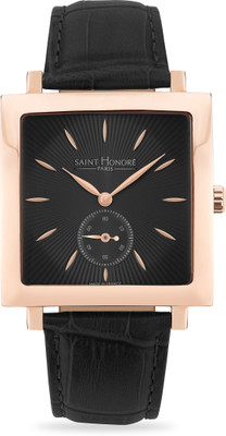 Saint Honore Paris New Collection CARREE SQUARE SUNRAY BLACK DIAL QUARTZ 2 HANDS SMALL SECOND Analog Watch  - For Men