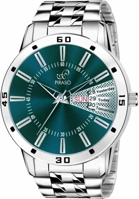 PIRASO 2038-TURQUOISE-SILVER CHAIN ANALOG DAY&DATE WORKING DISPLAY TURQUOISE DIAL&SILVER CHAIN WATCH FOR MEN&BOYS Analog Watch  - For Men