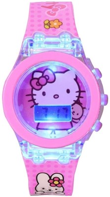 DSS COLLECTION Trending Pink Colour Kitty Cartoon Glowing Light Digital Watch for Kids Girls Digital Watch  - For Boys & Girls