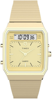 TIMEX Q Timex Champagne Rectangle Dial Analog-Digital Watch  - For Men