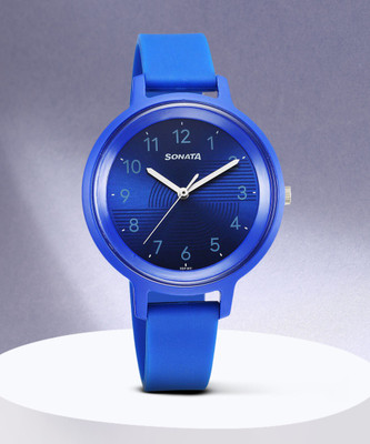 SONATA Sonata Splash Blue Dial Blue Plastic Strap Analog Watch  - For Women