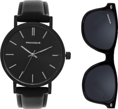PROVOGUE PG-4069 Premium Watch & Sunglasses Combo – Perfect Gift Set (Black & Black) Analog Watch  - For Men