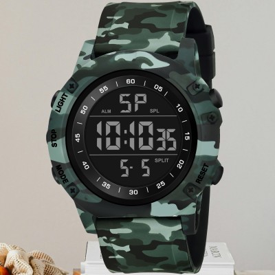 AWEX 9086 Sport Green Army Pattern Multi Function Stop Watch Digital Watch  - For Boys