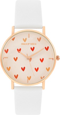 Joker & Witch Happy Hearts White PU Strap Watch Analog Watch  - For Women