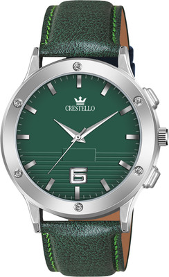 CRESTELLO CR-G247-GRN Green Faux Leather Strap Analog Watch  - For Men