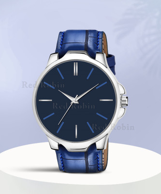SKOAL LR05-BLU-3K-SIL-BLU-CRL Fancy Design Stylish Blue Leather Strap Wrist Watch for Men and Boys Analog Watch  - For Men