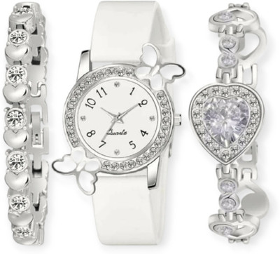 Gimiss Quartz Watch with Crystal Heart & Charm Bracelets Analog Wristwatch Analog Watch  - For Girls