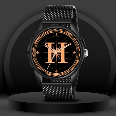 Red Robin ALPHA-H-J16-BLK-SFR-1 Alpha Heritage Collection H Black Strap Watch for Man & Boys Analog Watch  - For Men