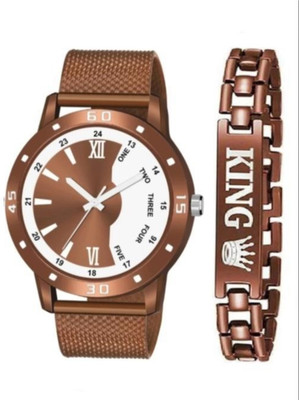 Vtrack Vtrack Double Color Dial Watch With King Bracelet For Men Analog Watch  - For Men
