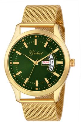 GOLART GT-M-9085-Green Green Dial With Golden Shaffer Chain Analog Watch  - For Men