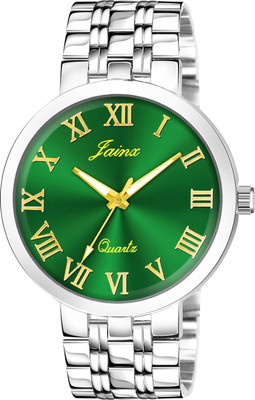 JAINX Green Dial Stainless Steel Chain Analog Watch  - For Men