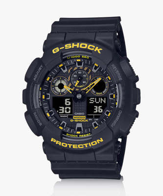 CASIO GA-100CY-1ADR G-SHOCK Black-Yellow Dial Black Resin Strap Analog-Digital Watch  - For Men