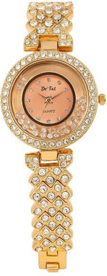 Mitanshi Traders Designer Gold Crystal Studded Quartz Analog Watch –Elegant Party Wear Wristwatch Designer Gold Crystal Studded Quartz Analog Watch –Elegant Party Wear Wristwatch Analog Watch  - For Women