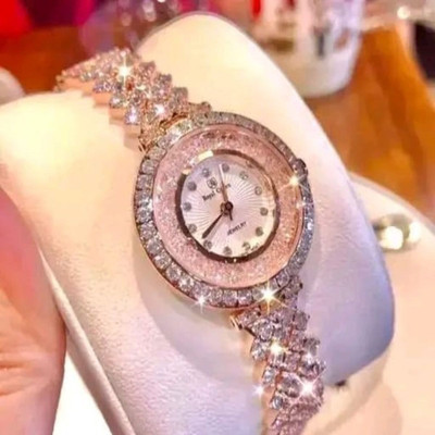 Elhify Luxury Full Diamond Bracelet Analog Watch - For Girls Designer Gold Stone Studded Wrist Watch, Party wear stylish Analog watch Analog Watch  - For Girls