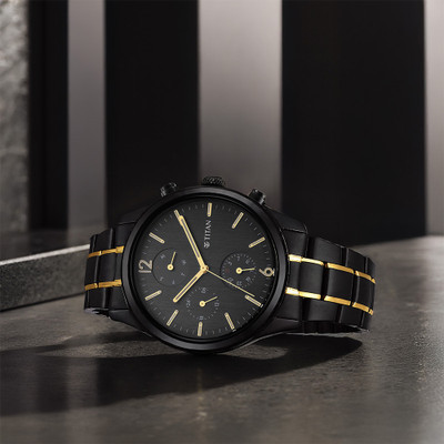 Titan 1805KM03 Neo Black & Gold Analog Watch  - For Men