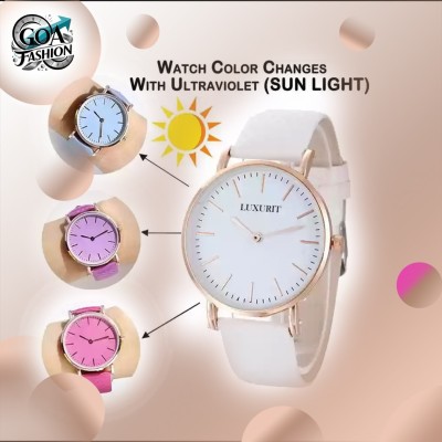 BloomiFy CW__0121 Sunlight-Activated Color Changing Watch: White to Pink Transformation Analog Watch  - For Girls