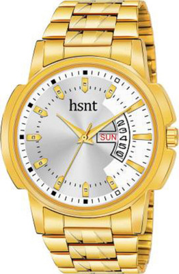 hsnt HT-7077 ORIGINAL GOLD PLATED DAY & DATE FUNCTIONING PREMIUM QUALITY Analog Watch  - For Men