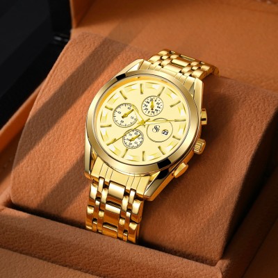 Shocknshop Analog Day Display Stainless Steel Gold Chain Analog Watch  - For Men