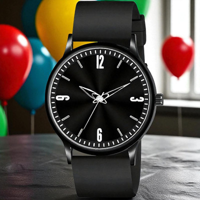 LEBENSZEIT Formal Analog Black Watch for Men with Soft Silicon Belt – Classic Style Analog Watch  - For Boys