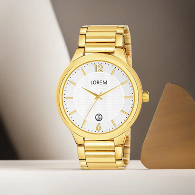 SWIFFIN LR136 Premium Quality Silver Date Function Round Metal Strap Formal-Party Wedding Analog Watch  - For Men