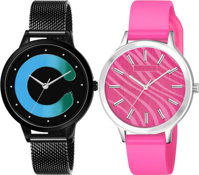 TVILLA Pink Designer Silicone Belt MZ-LR350 Analog Watch  - For Women