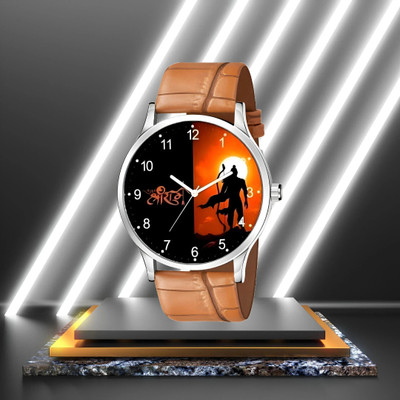 MAHAVIRA COLLECTION Brown_Black14_leather_god image Jay Shree Ram God Stylish Leathers Strap watches for men Analog Watch  - For Men