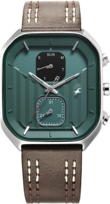 Fastrack Fleek Quartz Multifunction Green Dial Leather Strap Watch Analog Watch  - For Men