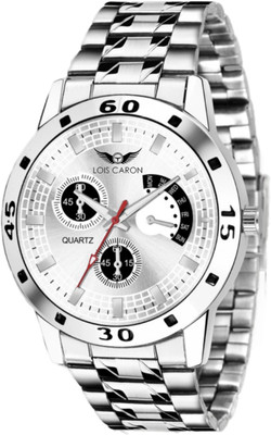 LOIS CARON LCS-4264 White Dial and Silver Chain for Boys Analog Watch  - For Men