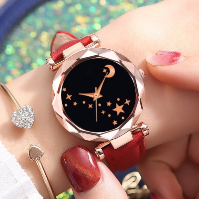 house of common Stylish New Luxurious Looking Dial Red Leather belt watch for girl & women Analog Watch  - For Girls