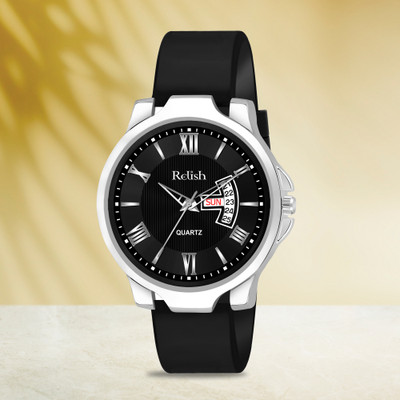 RELish INA-W504 Silicone Strap Black Date Display Analog Watch  - For Men