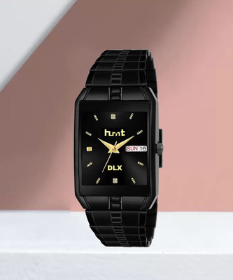 HMT DLX Day & Date Series Original Black Plating Quartz Metal Wrist Watch Analog Watch  - For Men