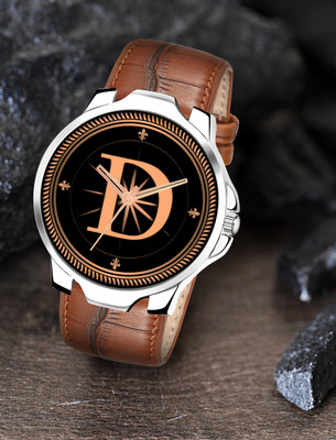 RobinXX ALPHA-D-3K-SIL-DBRW-1 Alpha Heritage Collection D Brown Strap Watch for Man & Boys Analog Watch  - For Men