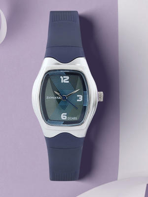 SONATA SF Quartz Blue Dial Dark Blue Plastic Strap Analog Watch  - For Women