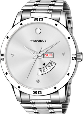 PROVOGUE Day and Date Functioning Steel Quartz Analog Watch  - For Men