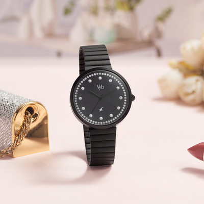 Fastrack Vyb Mirage Black Dial Black Strap Analog Watch  - For Women