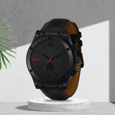RELish INA-1059 Watches for Men Black Case Silicone Strap Quartz Display Analog Watch  - For Men