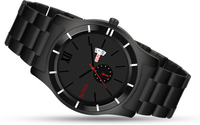 RELish Quartz Analog Watch Day & Date Display Wristwatch | Black Dial with Stainless Steel Watch Analog Watch  - For Men